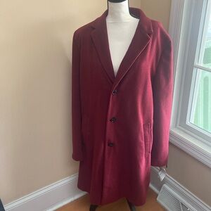 TOMMY HILFIGER NWT Size 46R ADDISON Stretch All Weather Burgundy Red Over Coat